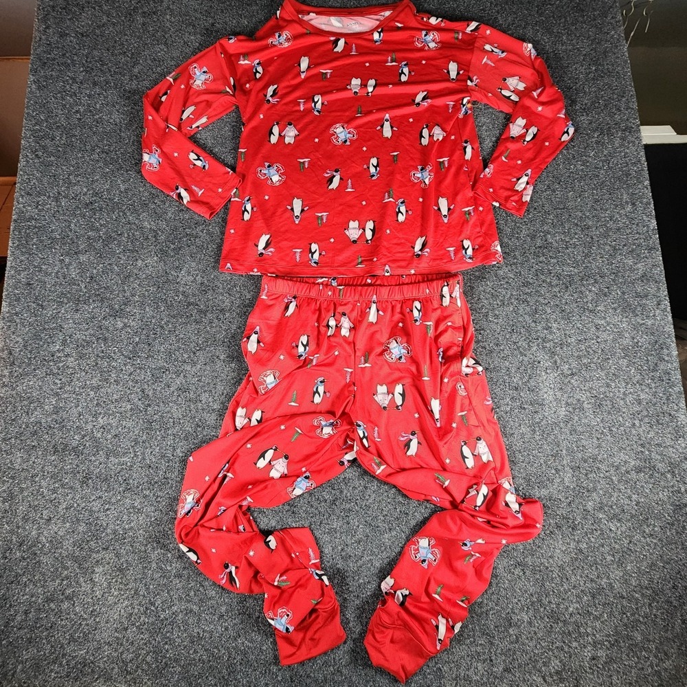 NWOT Joyspun Women's‎ Penguin Print 2 Piece Pajama Sleep Set Red Size Small